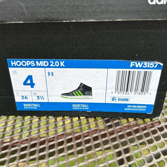 Adidas Hoops Mid 2.0 K - Unisex Basketball Sneakers - Size 4 - Picture 4 of 5